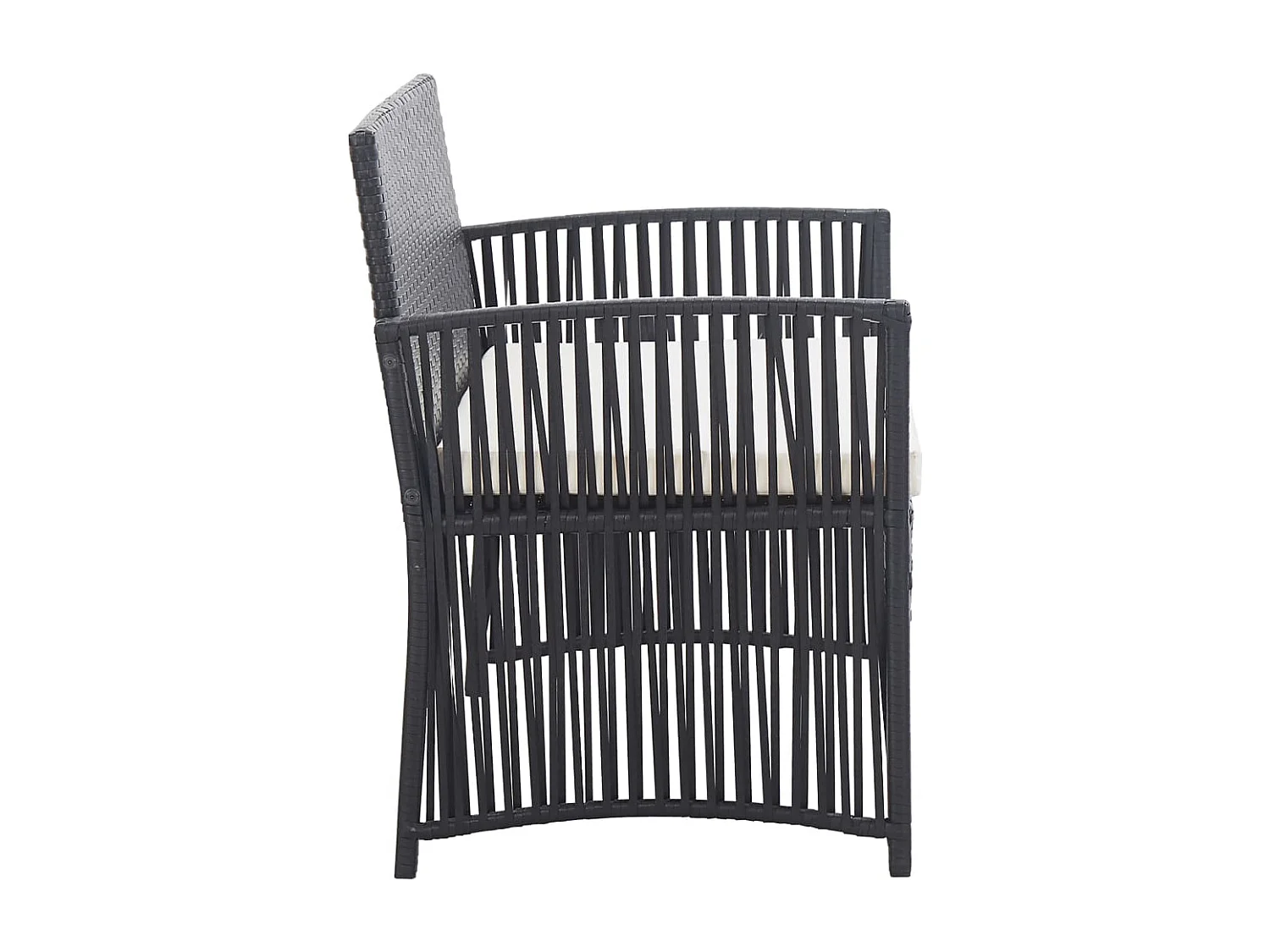 4 peças conjunto lounge de jardim c/ almofadões vime PE preto