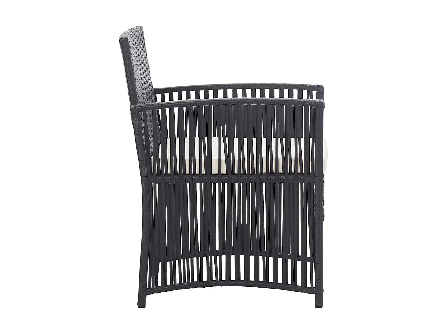 4 peças conjunto lounge de jardim c/ almofadões vime PE preto