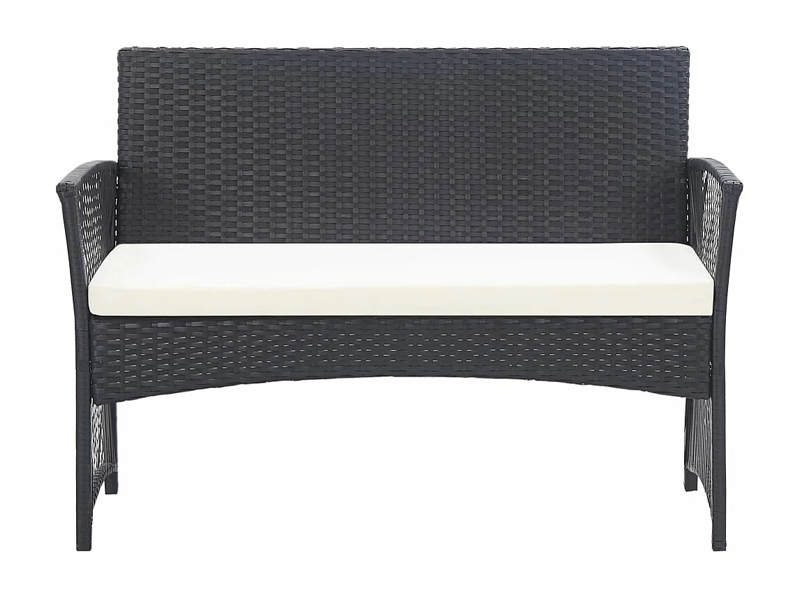 Salon de jardin 4 pièces avec coussin Résine tressée Noir