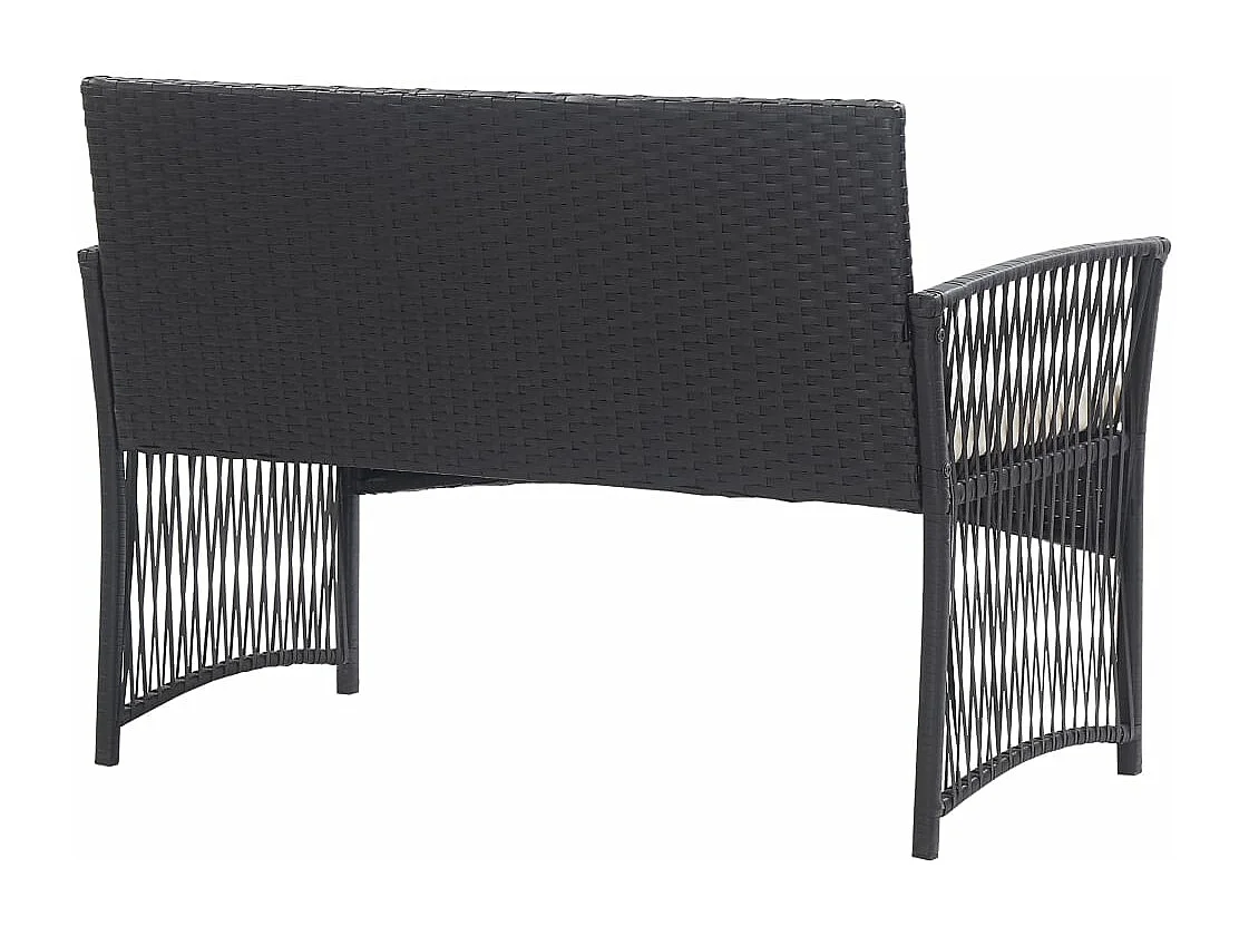 Salon de jardin 4 pièces avec coussin Résine tressée Noir