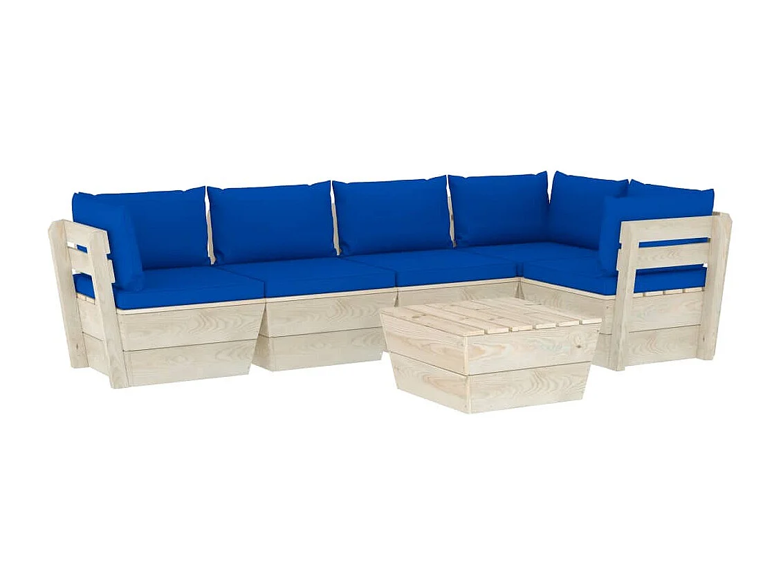 6 peças conjunto lounge de paletes + almofadões madeira de abeto