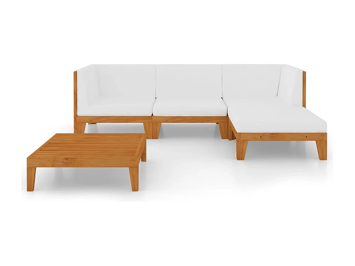 Salon de jardin 5 pièces avec coussins Bois d'acacia solide