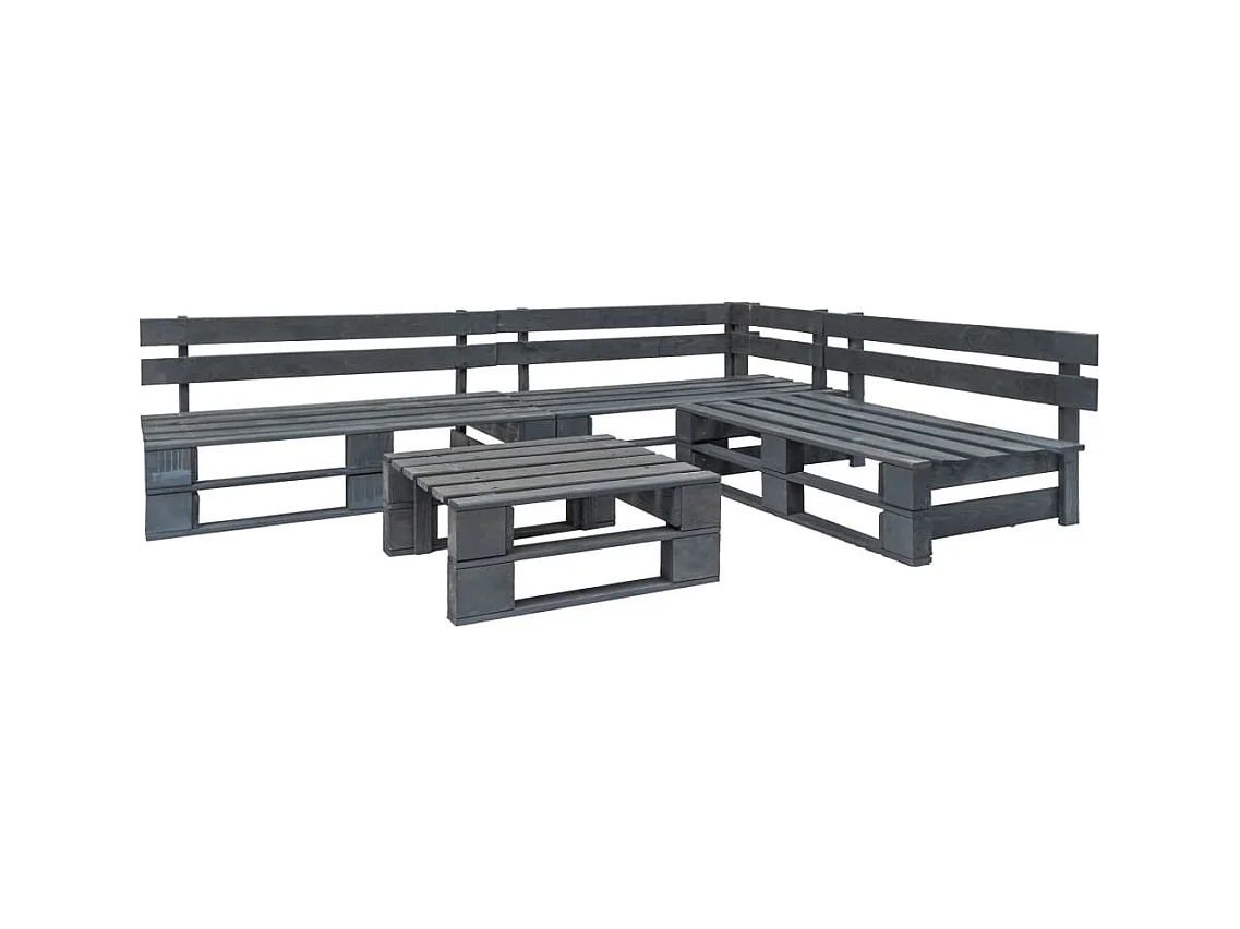 Salon de jardin palette 4 pièces Bois Gris
