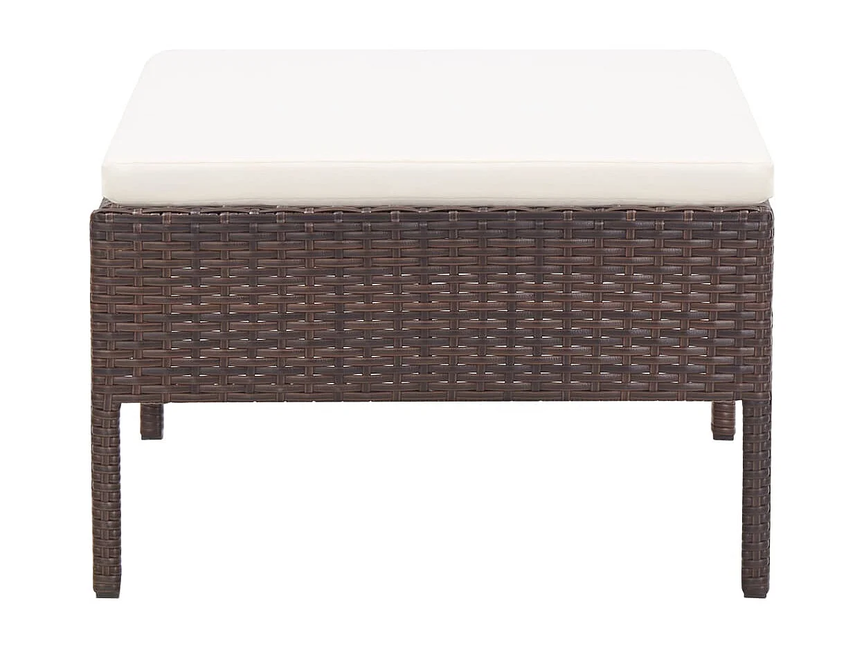 3 peças conjunto lounge jardim c/ almofadões vime PE castanho