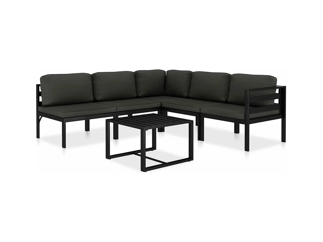 Salon de jardin 6 pièces avec coussins Aluminium Anthracite