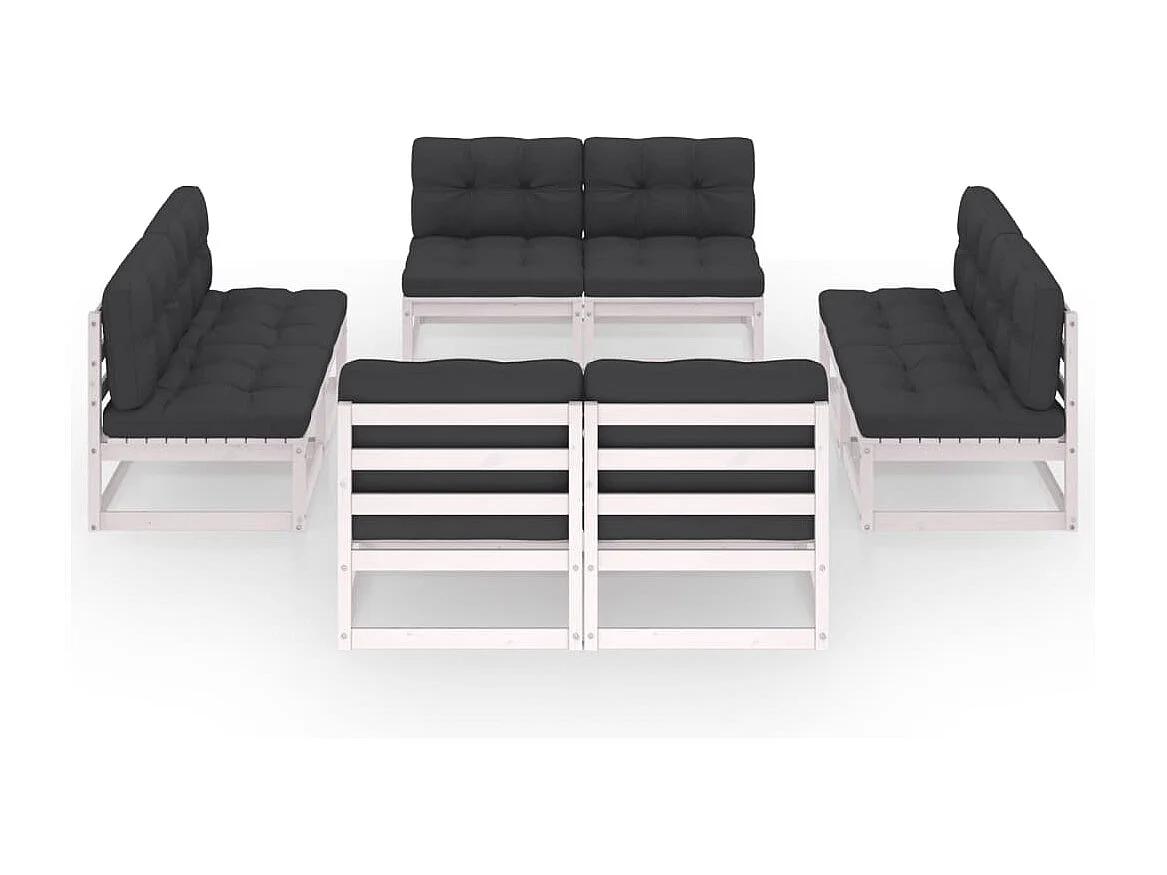 Salon de jardin 8 pièces avec coussins Bois de pin massif