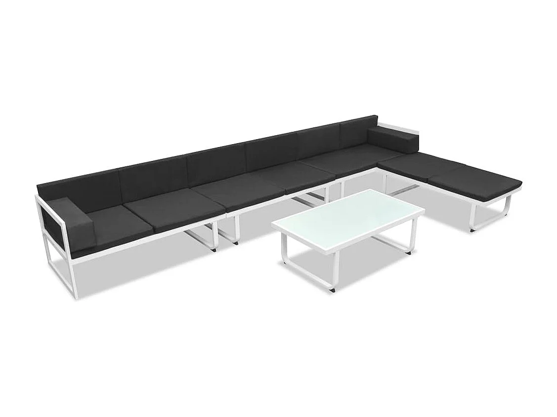 Set de muebles de jardín 5 piezas textilene aluminio negro