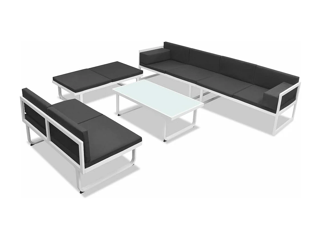 Set de muebles de jardín 5 piezas textilene aluminio negro