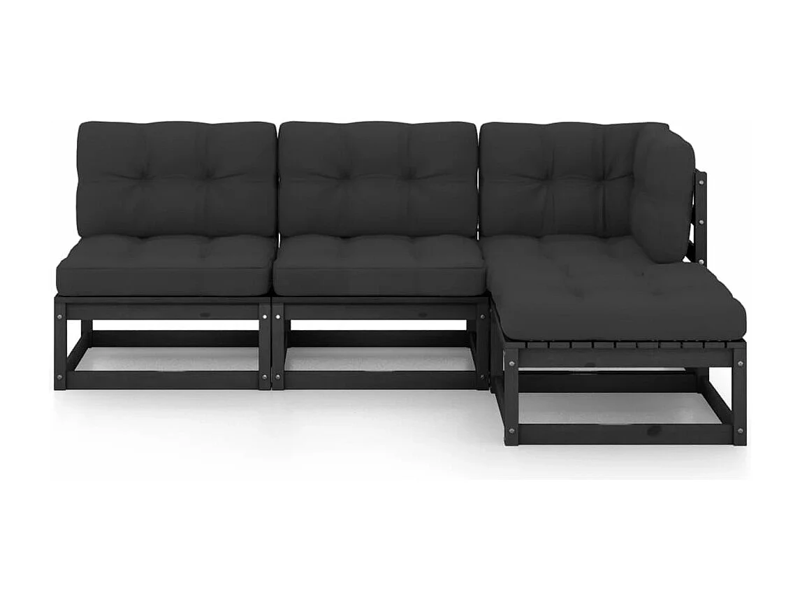 Salon de jardin 4 pièces avec coussins Bois de pin massif