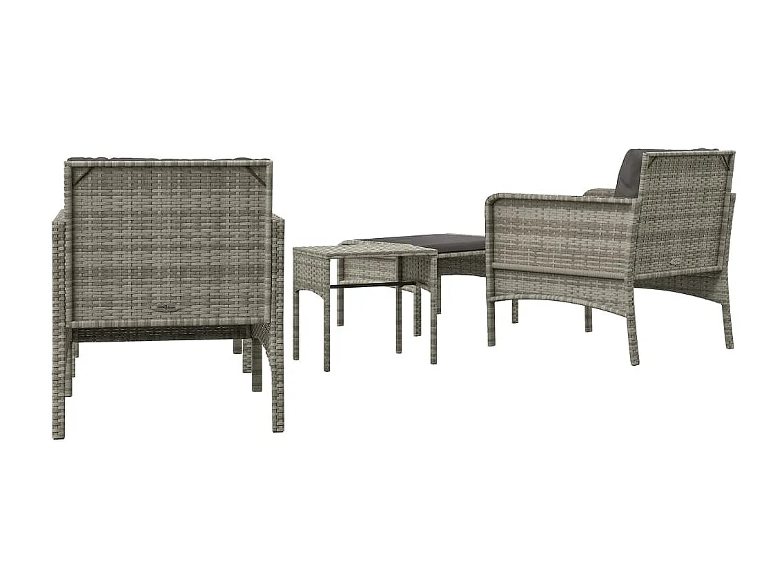 Salon de jardin 5 pièces avec coussins Gris Résine tressée