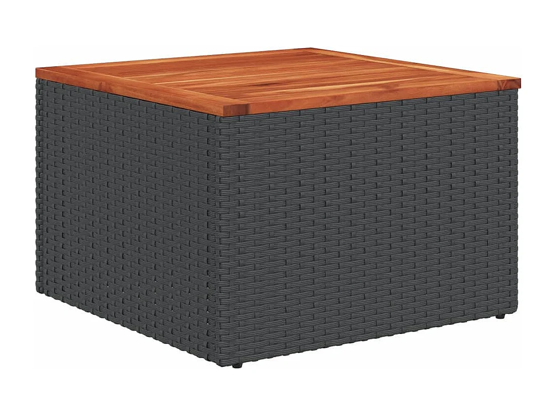 5 peças conjunto sofás de jardim com almofadões vime PE preto