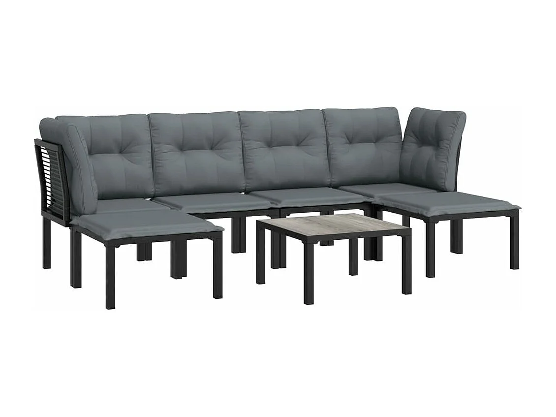 Juego de muebles de jardín 7 piezas ratán sintético negro y gris