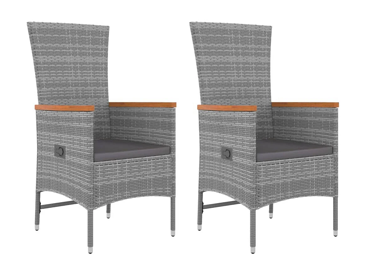 3 peças conjunto lounge de jardim vime PE/acácia maciça cinza