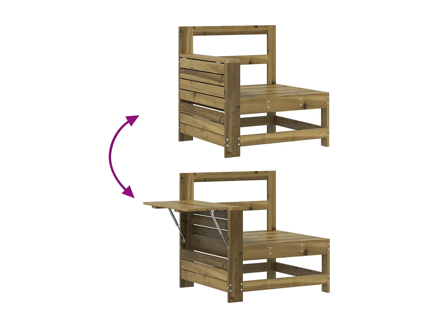 Salon de jardin 7 pièces bois de pin imprégné