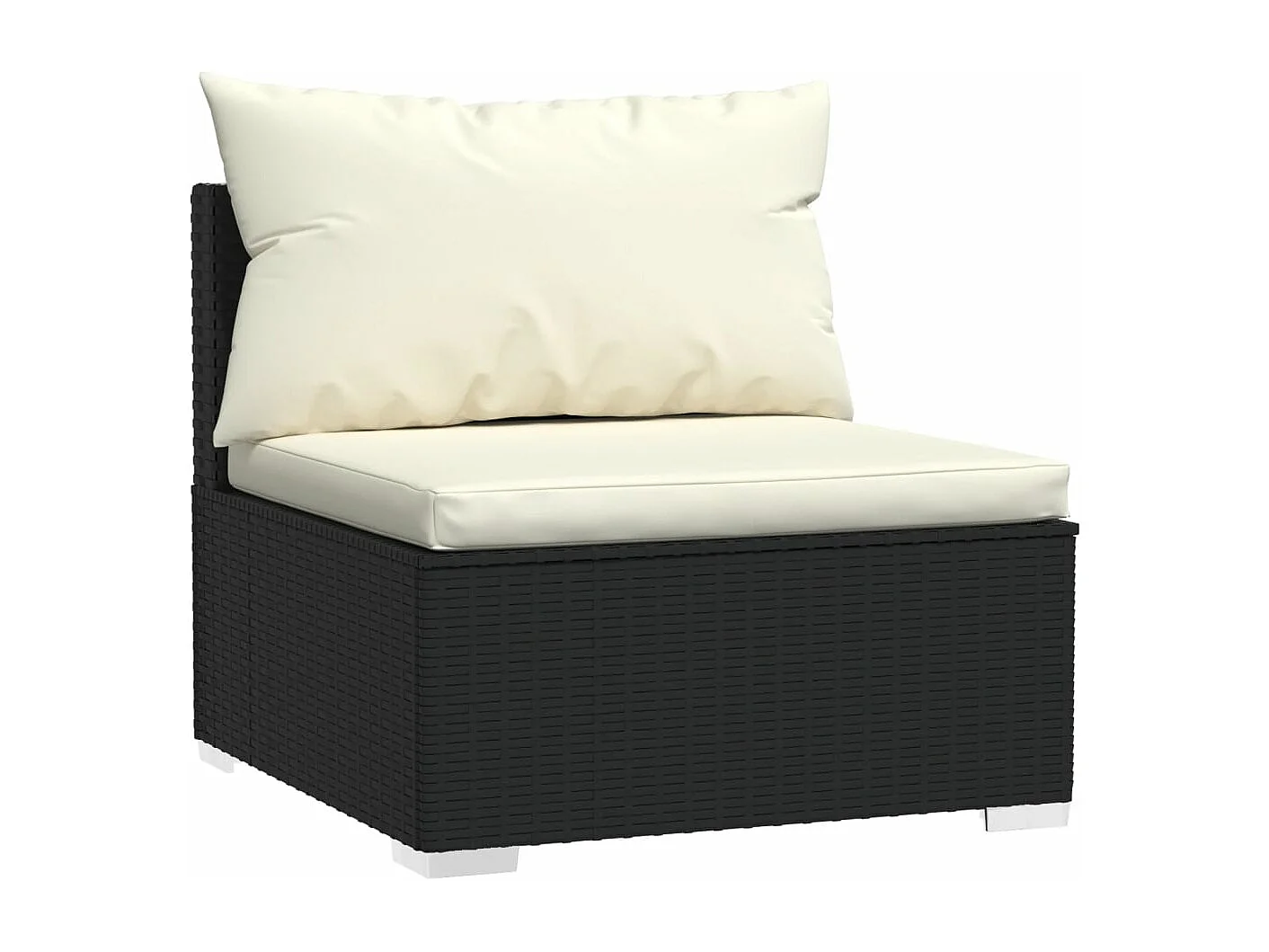Set de muebles de jardín 9 piezas y cojines ratán sintético negro