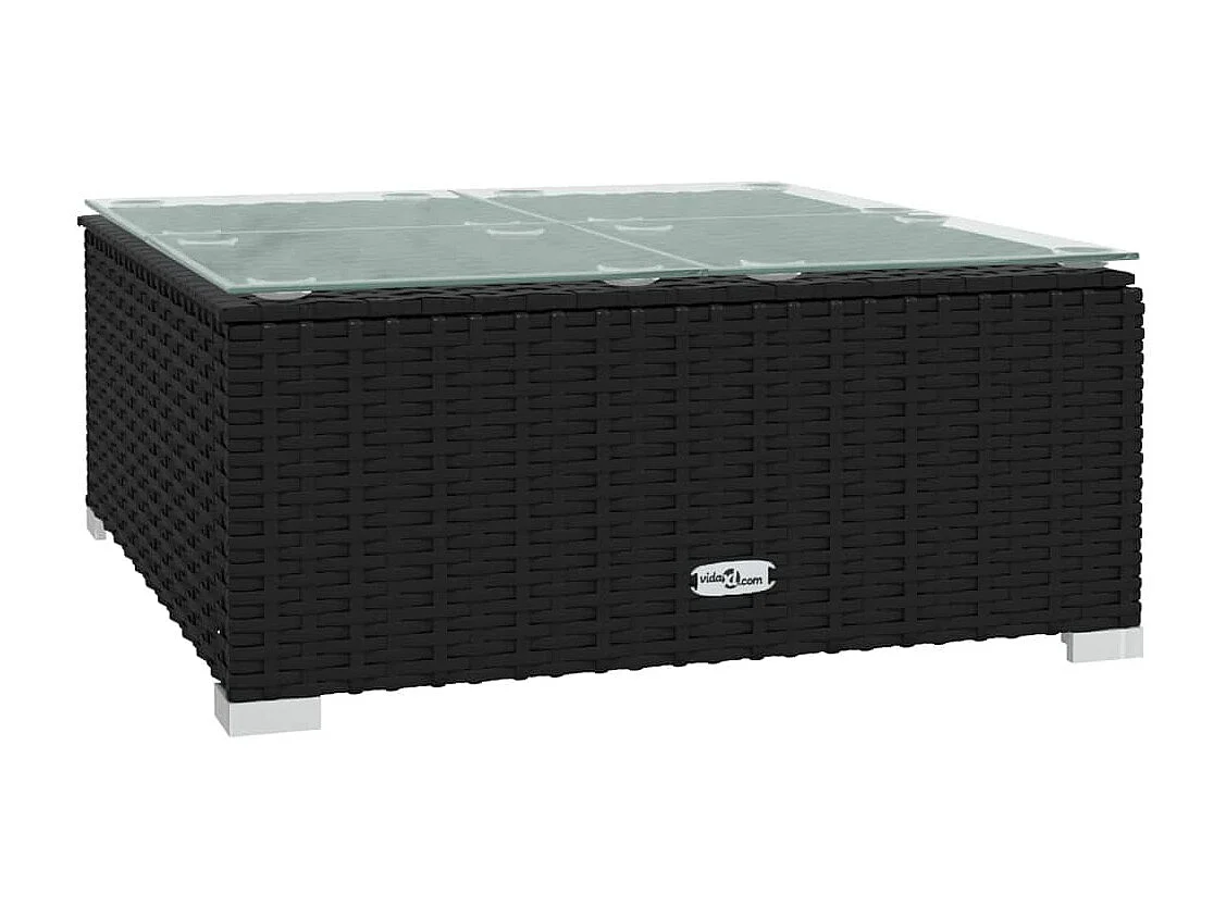 Set de muebles de jardín 9 piezas y cojines ratán sintético negro