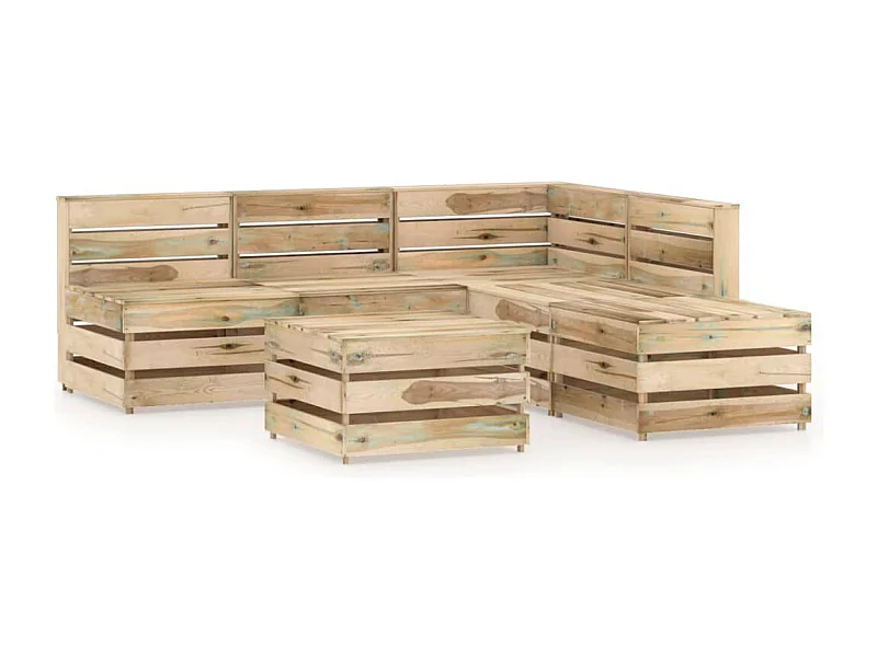 Set de muebles de jardín 6 piezas madera de pino impregnada verde