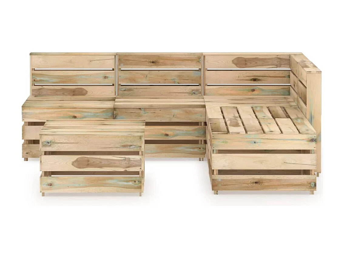 Salon de jardin 6 pièces Bois de pin imprégné de vert