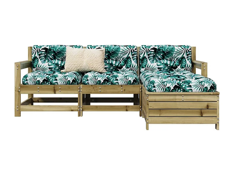 4 peças conjunto sofás de jardim madeira de pinho impregnada
