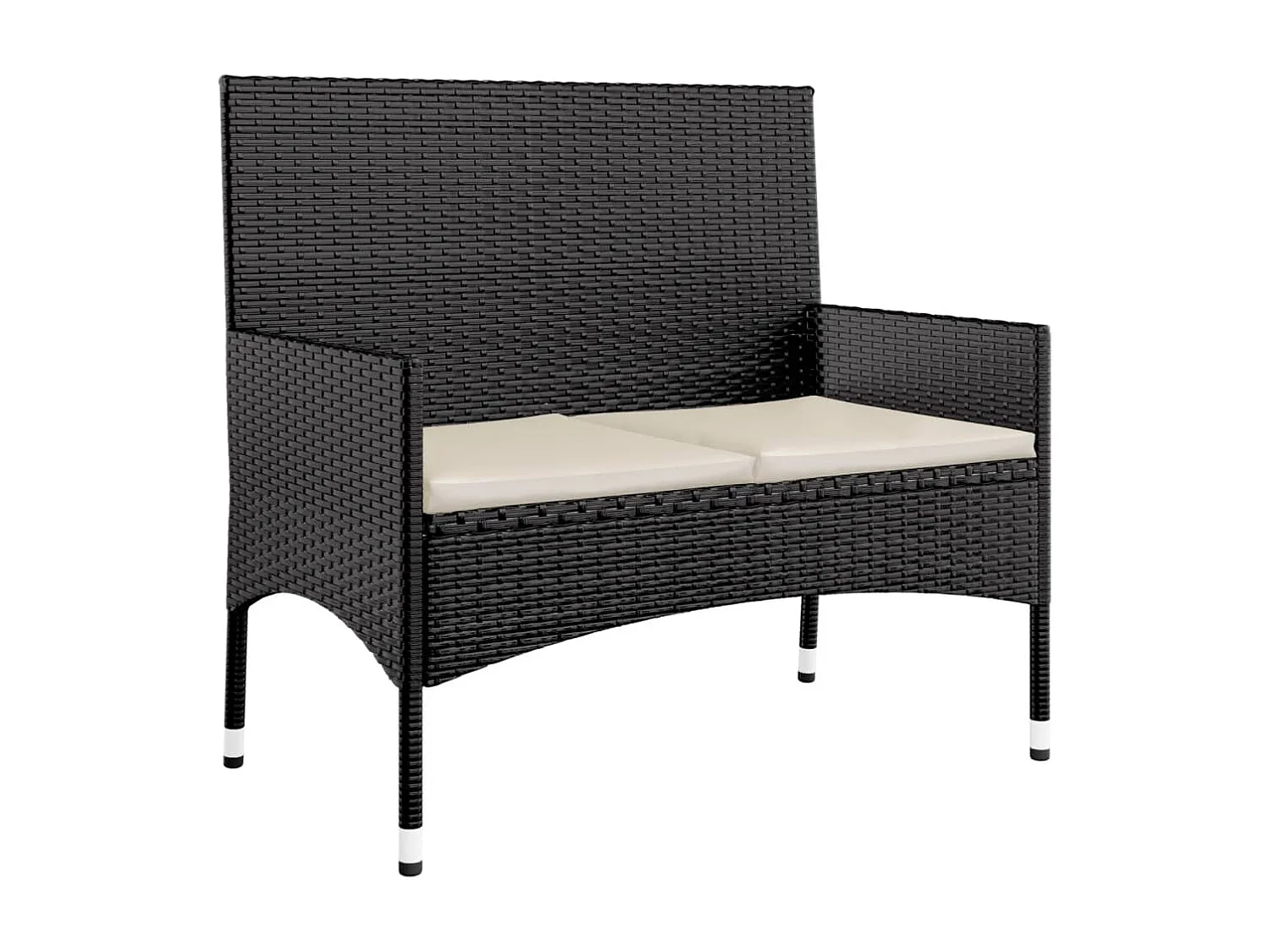 Salon de jardin 4 pièces avec coussins Noir Résine tressée