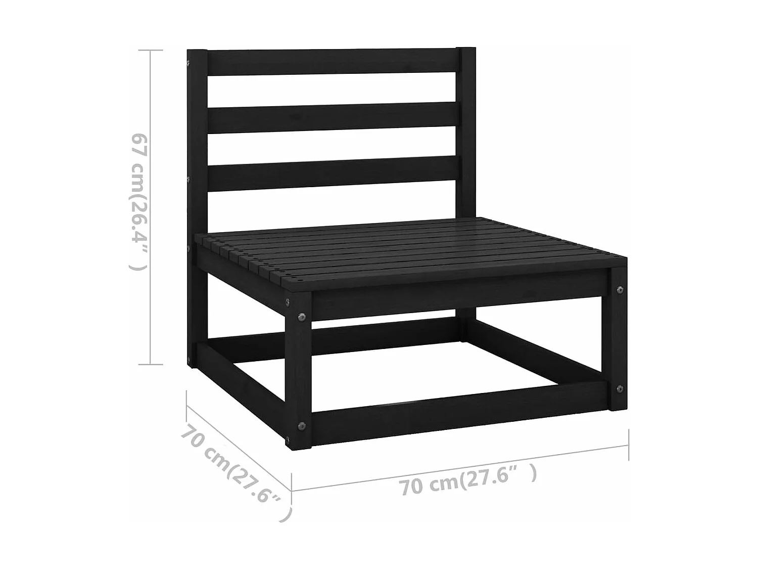 Salon de jardin 8 pièces avec coussins Noir Bois de pin massif