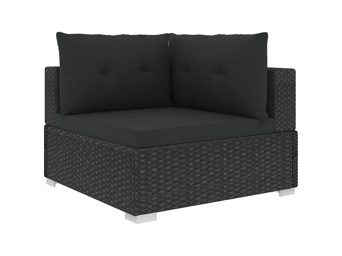 Salon de jardin 10 pièces avec coussins Résine tressée Noir