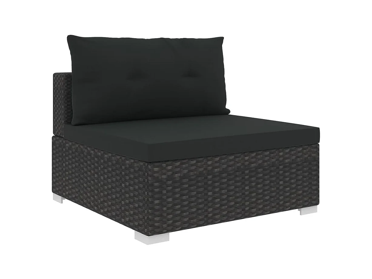 Salon de jardin 10 pièces avec coussins Résine tressée Noir
