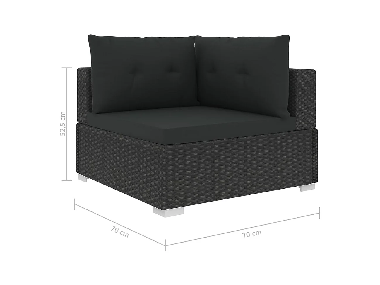 Salon de jardin 10 pièces avec coussins Résine tressée Noir
