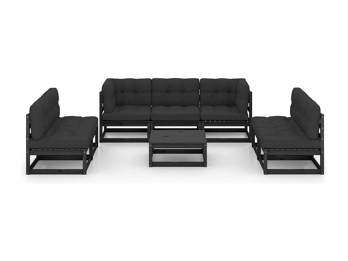 Salon de jardin 8 pièces avec coussins Bois de pin massif