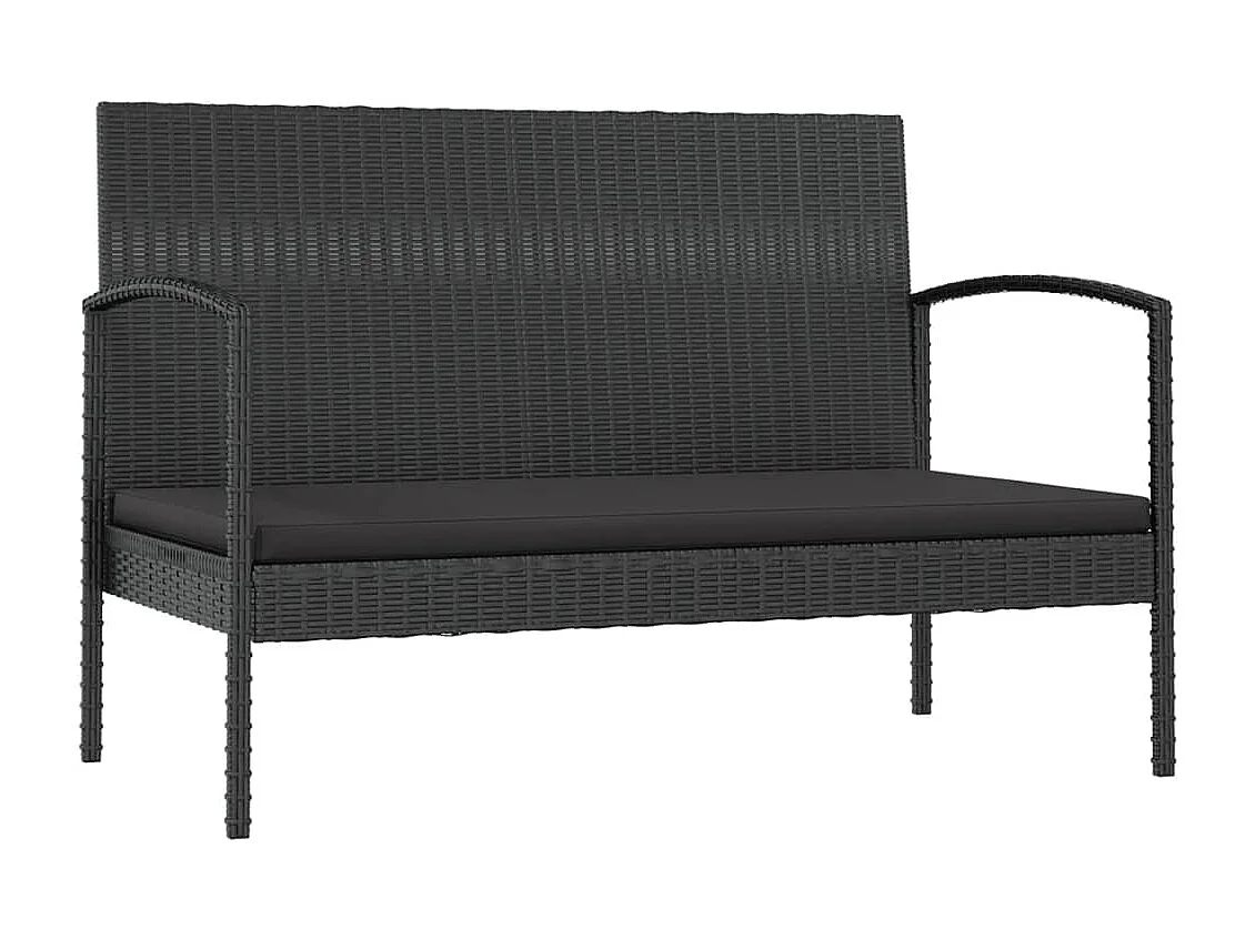 Set muebles de jardín 16 piezas y cojines ratán sintético negro