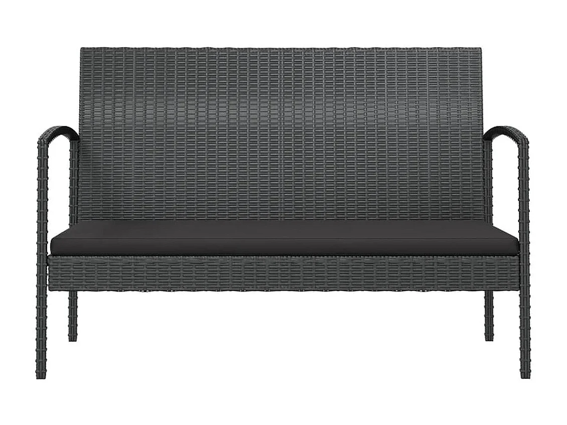 Set muebles de jardín 16 piezas y cojines ratán sintético negro