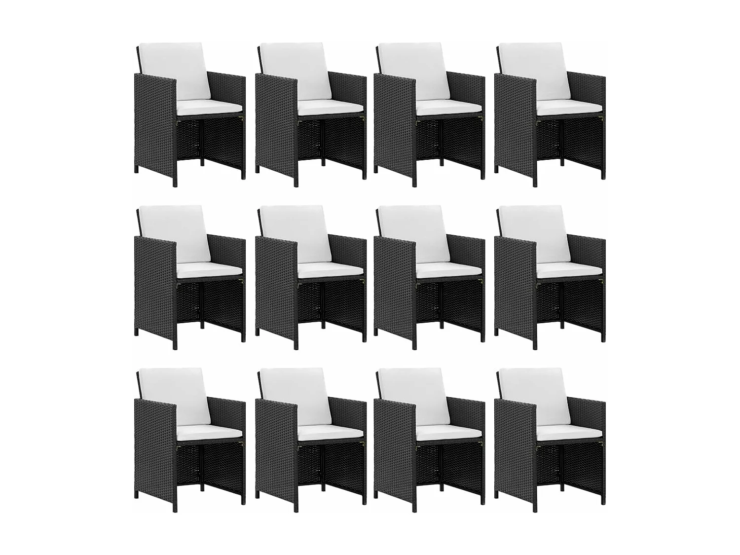Salon de jardin 13 pièces avec coussins Résine tressée Noir