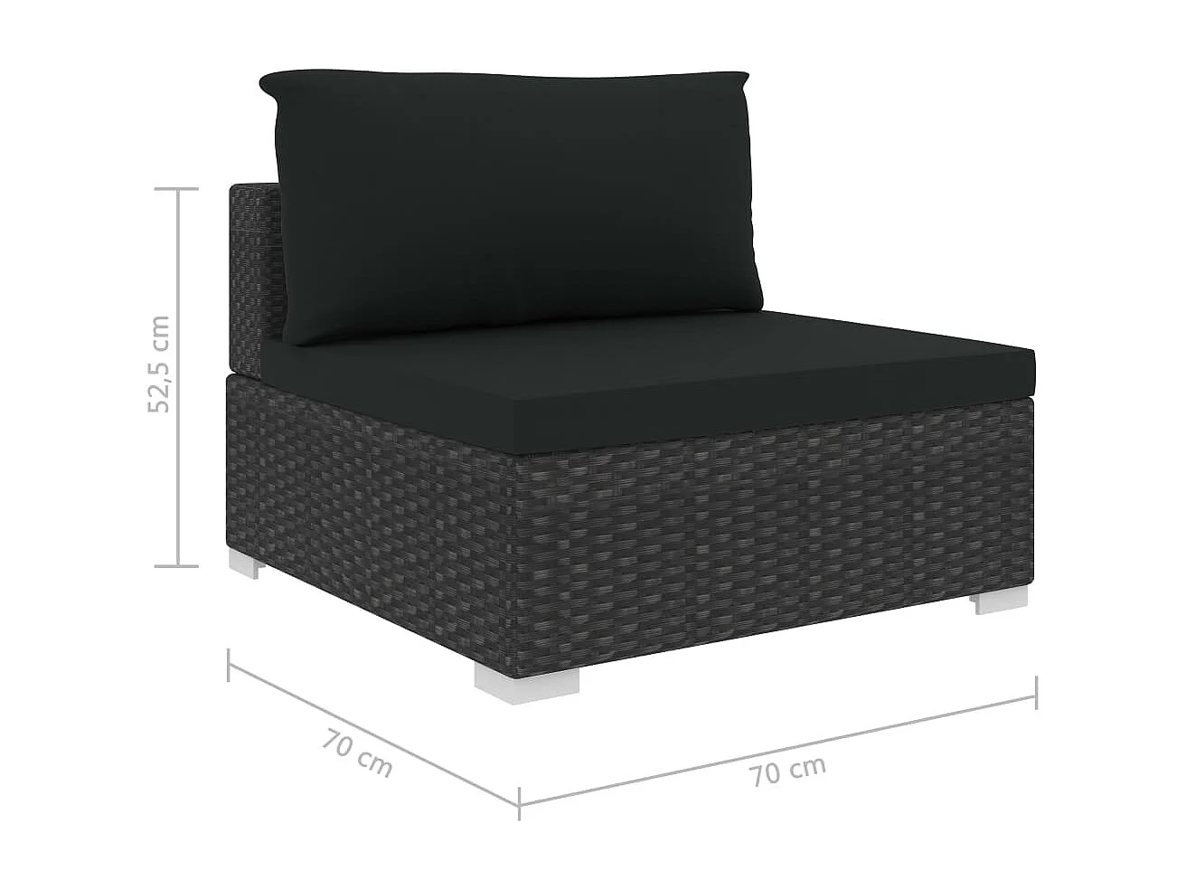 Set muebles de jardín 6 piezas y cojines ratán sintético negro