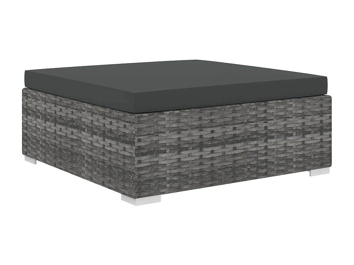 Set de muebles de jardín 8 piezas y cojines ratán sintético gris