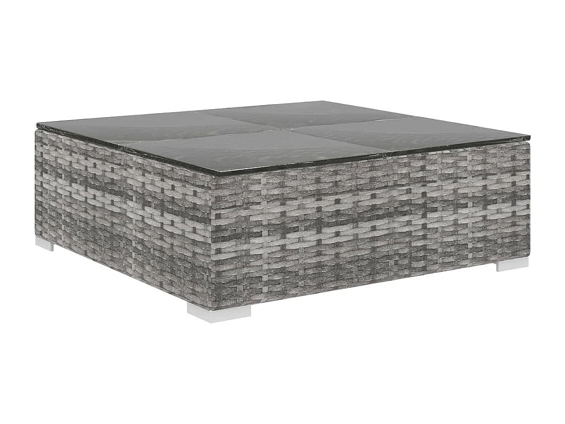 Salon de jardin 8 pièces avec coussins Résine tressée Gris