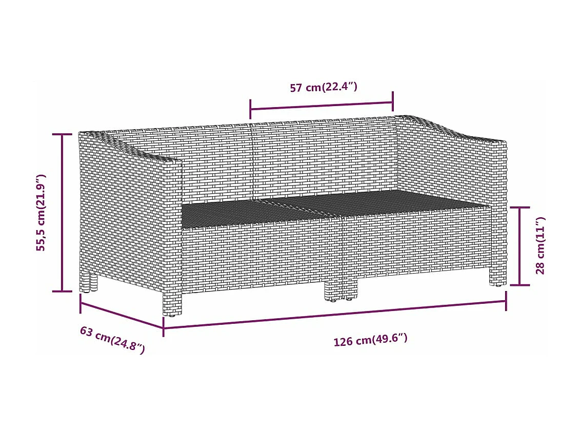 Salon de jardin 2 pièces avec coussins Gris Résine tressée