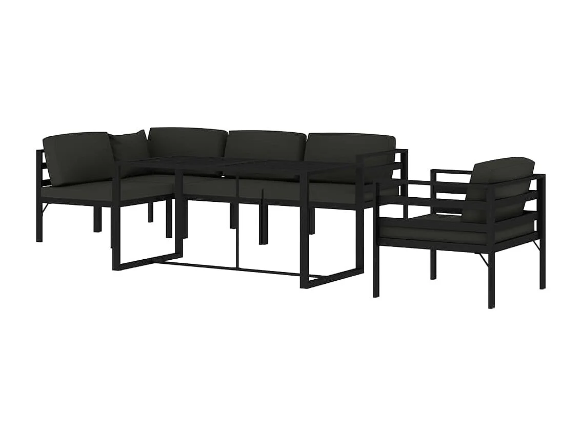 Salon de jardin 6 pièces avec coussins Aluminium Anthracite