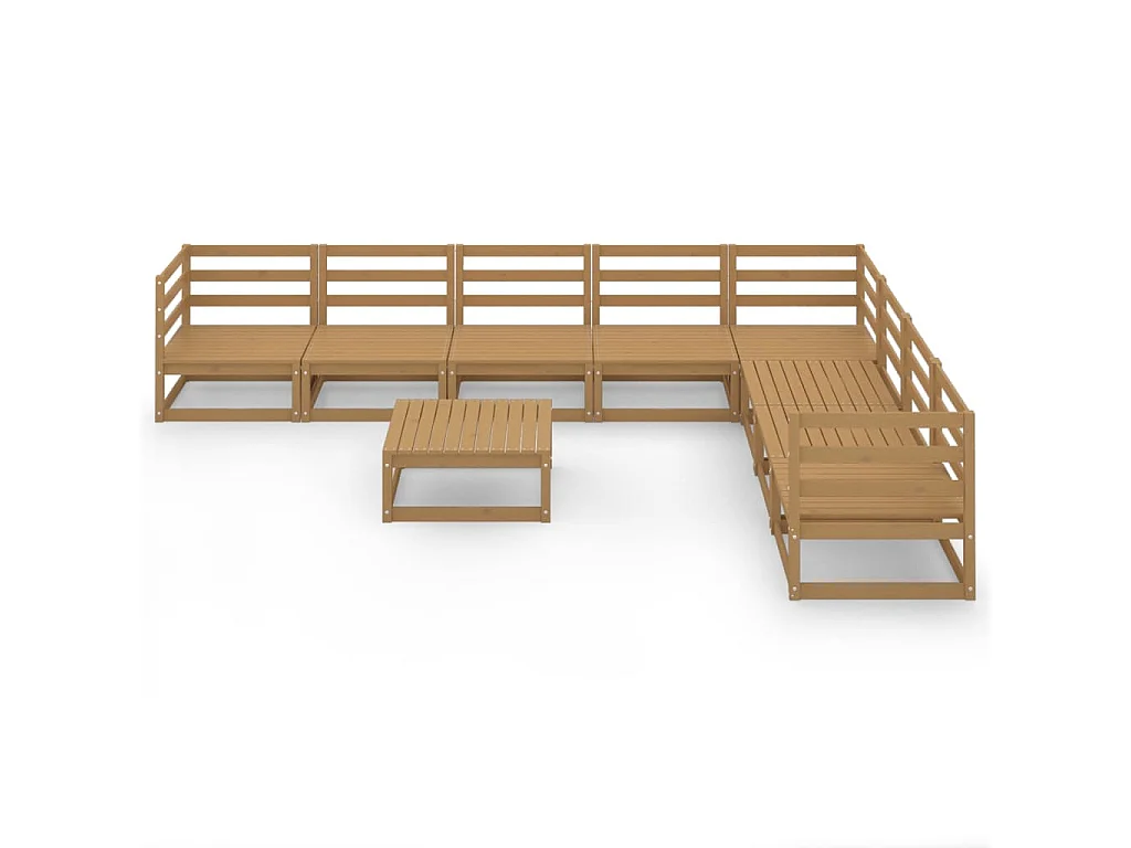 9 peças conjunto lounge de jardim pinho sólido castanho mel