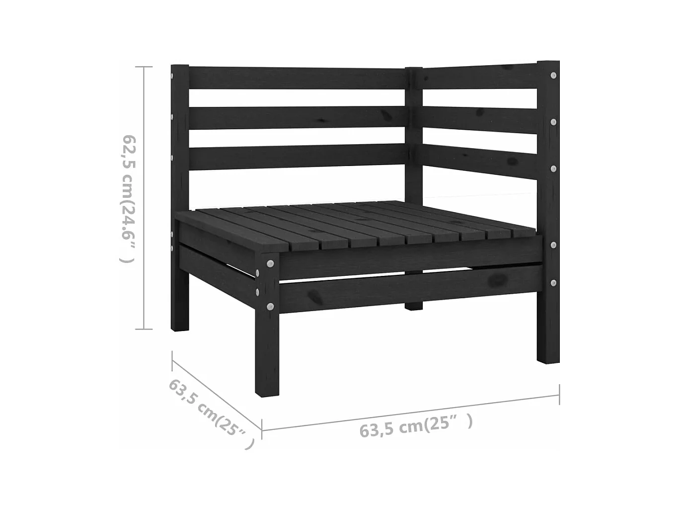 Salon de jardin 9 pièces Bois de pin massif Noir