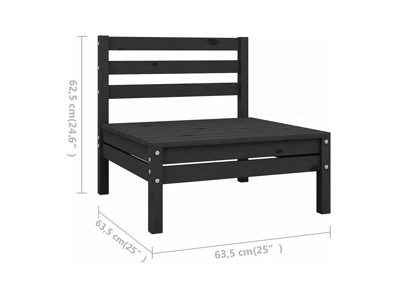 Salon de jardin 9 pièces Bois de pin massif Noir