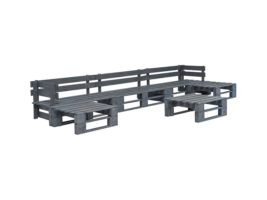 Salon de jardin palette 6 pièces Bois Gris