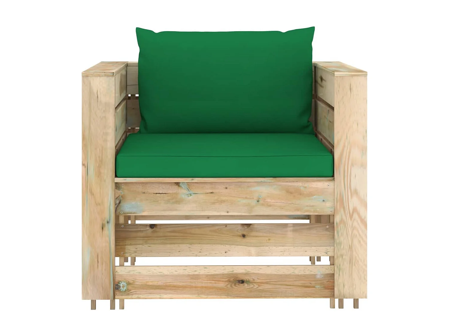 Muebles de jardín 2 piezas con cojines madera impregnada verde