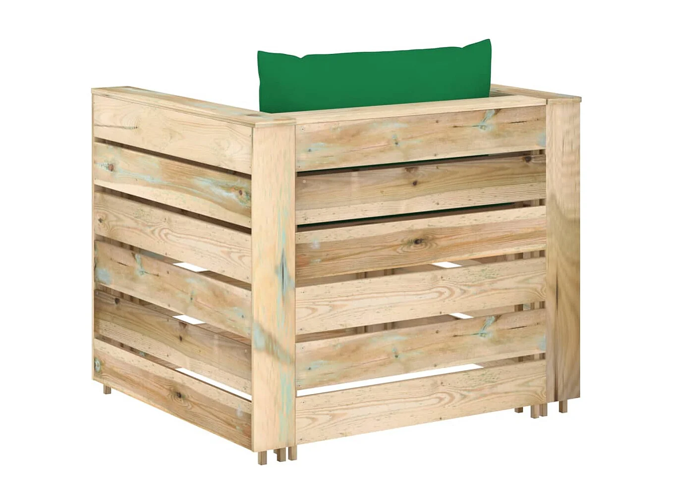 Muebles de jardín 2 piezas con cojines madera impregnada verde