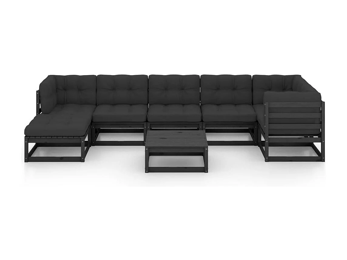 8 peças conjunto lounge de jardim c/ almofadões pinho maciço