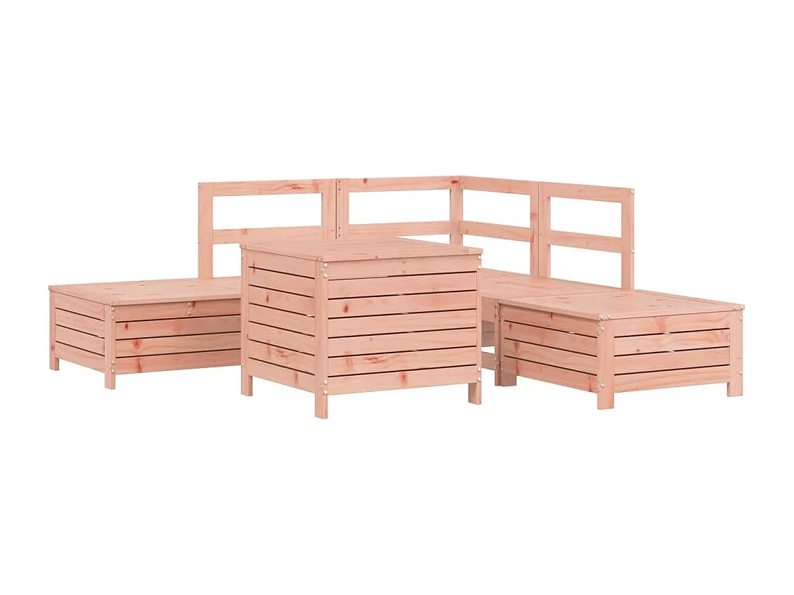 Juego de sofás de jardín 6 piezas madera maciza de abeto Douglas