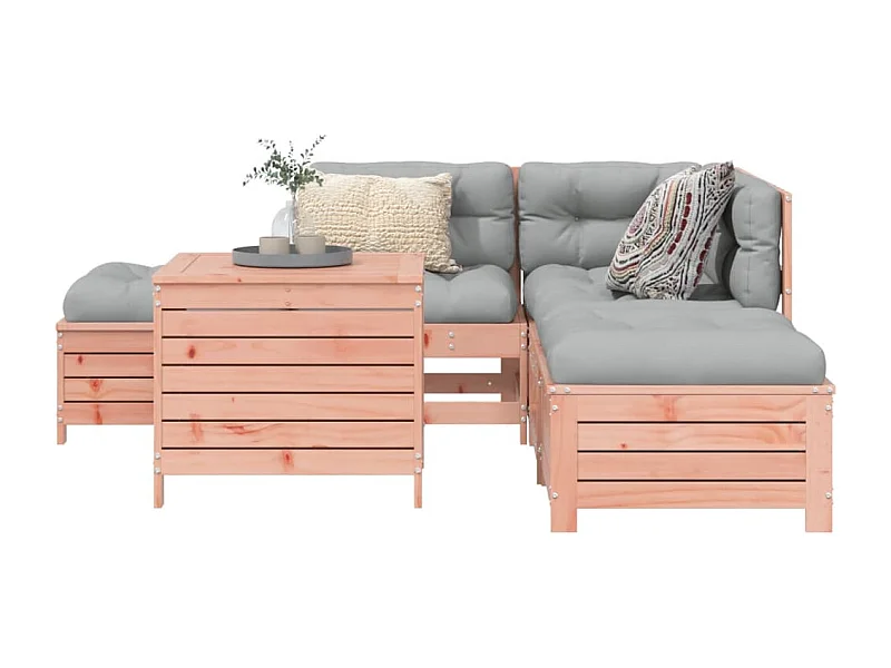Juego de sofás de jardín 6 piezas madera maciza de abeto Douglas