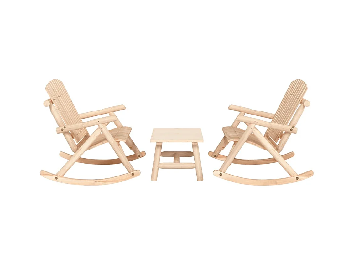 3 peças conjunto lounge de jardim madeira de abeto maciça