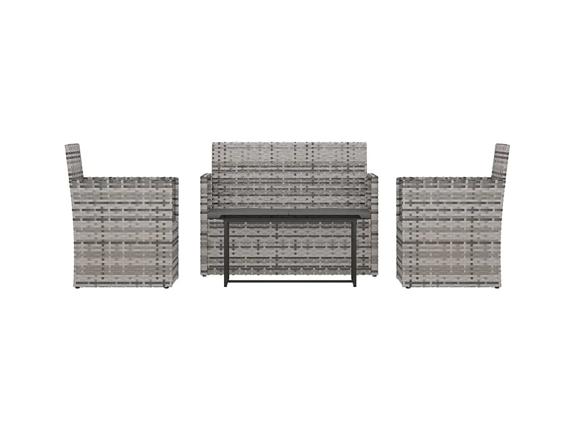 Salon de jardin avec coussins 4 pièces résine tressée gris