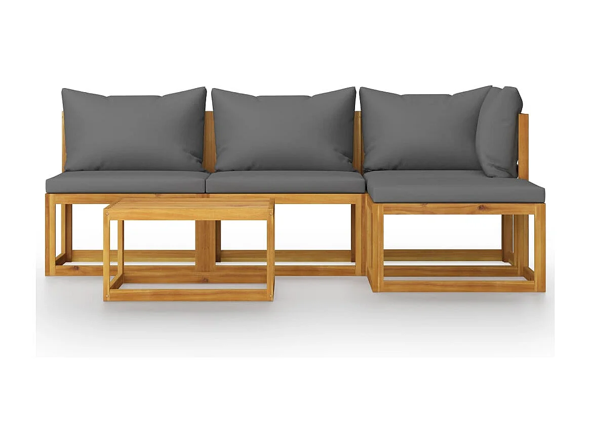 Salon de jardin 5 pièces avec coussin Bois d'acacia solide