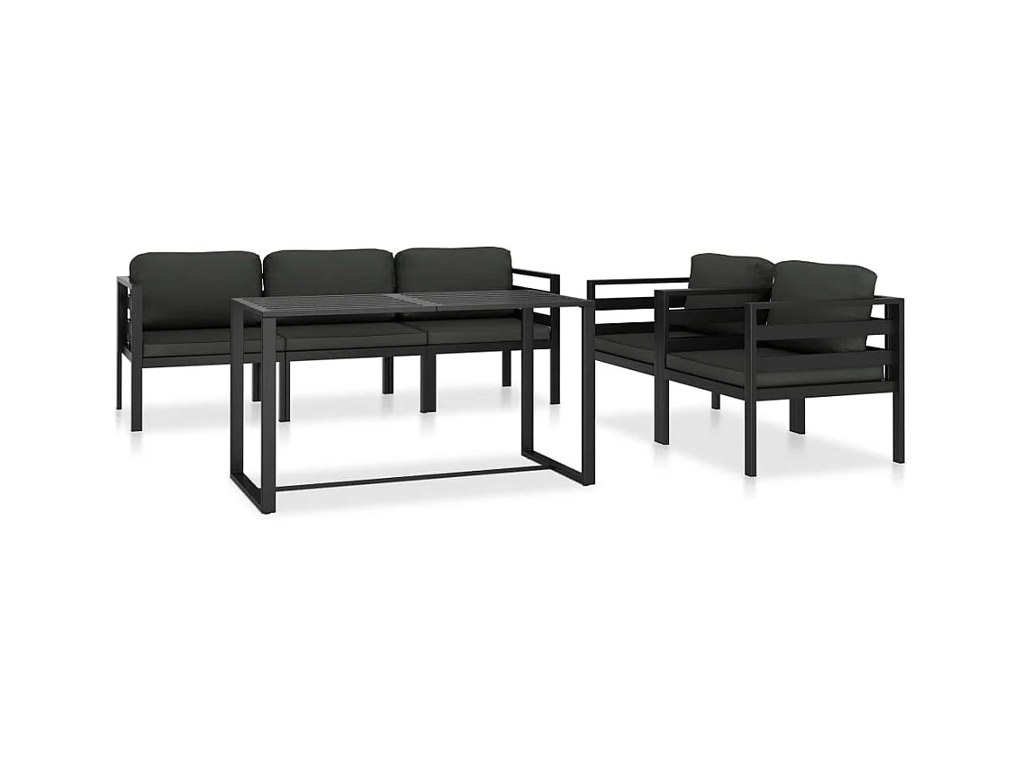 Salon de jardin 6 pièces avec coussins Aluminium Anthracite